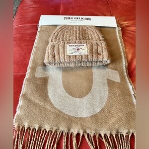 True Religion Camel Knit Scarf